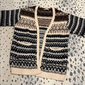 Zara Black and Brown Knit Sweater